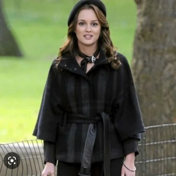 THEORY Nivalis Cape Plaid Jacket ASOTV Blair Waldorf Gossip Girl Size Large
